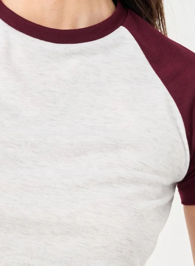 Styli Styli Color Block Raglan Sleeve Slim Fit T-Shirt