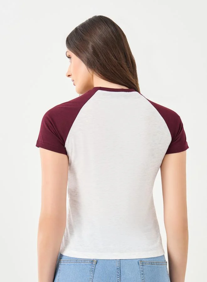 Styli Styli Color Block Raglan Sleeve Slim Fit T-Shirt