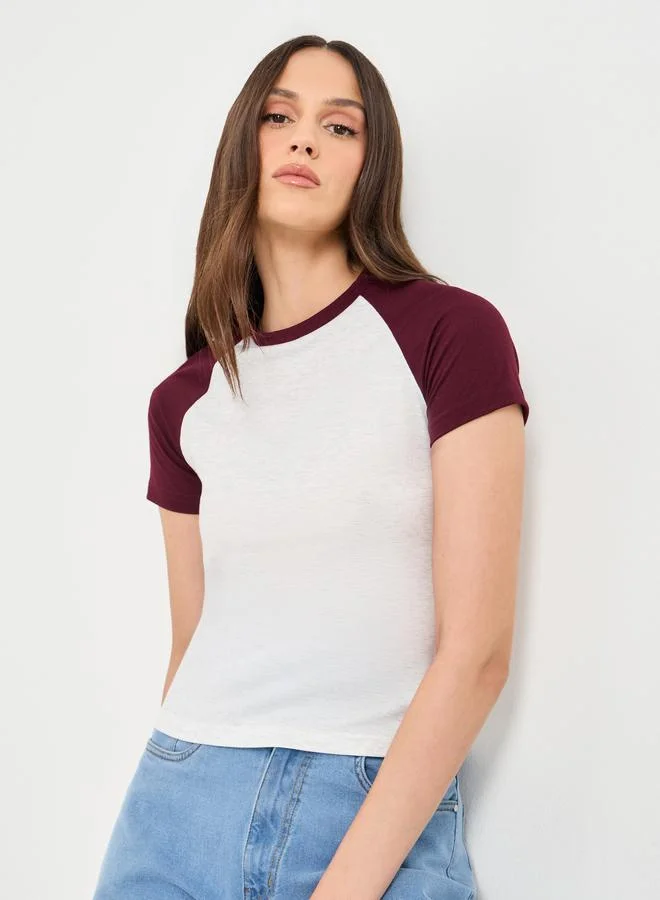 Styli Styli Color Block Raglan Sleeve Slim Fit T-Shirt