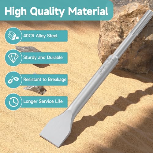 YOSIGHT Flat Chisel with SDS Max Shank, 14 Inch Long 2 Inch Wide, Ideal for Removing Concrete Bricks Stones Masonry - Image 2