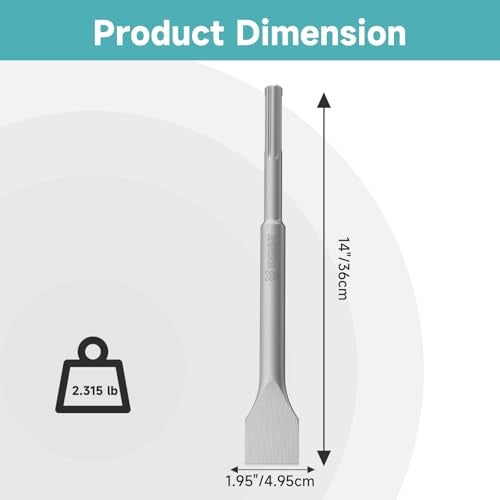 YOSIGHT Flat Chisel with SDS Max Shank, 14 Inch Long 2 Inch Wide, Ideal for Removing Concrete Bricks Stones Masonry - Image 5