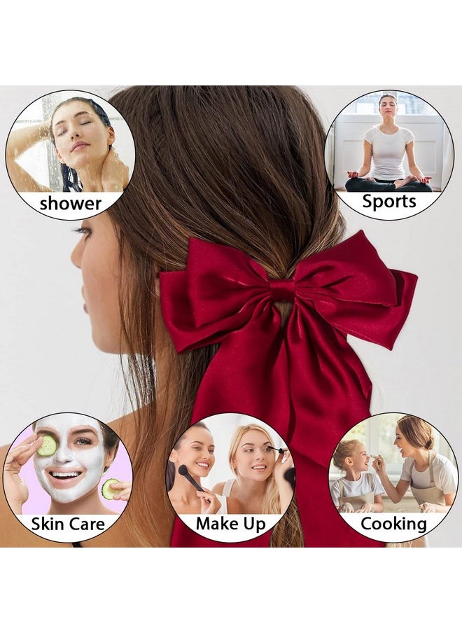 AEGYPIUS - Silky Satin Jumbo Hair Bow Clips with Long Tails - Large French Barrettes and Bowknot Hairpins for Women and Girls (Red) - Image 1