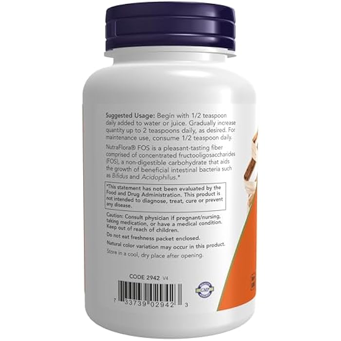now Supplements, NutraFlora FOS (Fructooligosaccharides) Pure Powder, Prebiotic Fiber, 4-Ounce - Image 3
