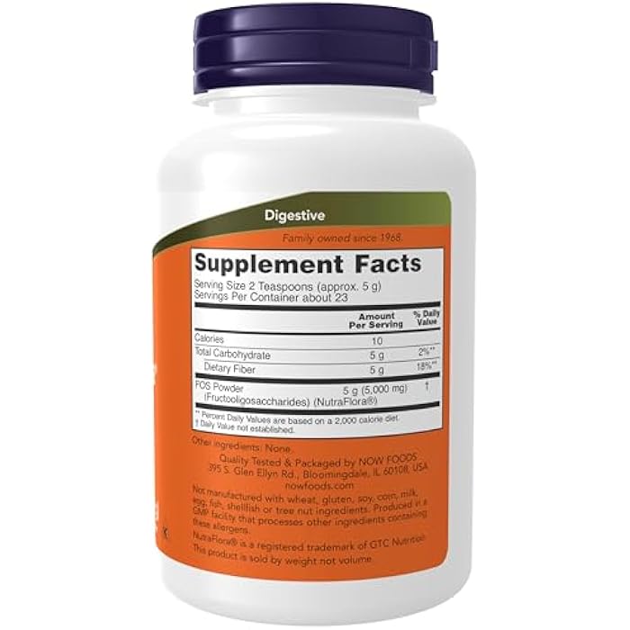 now Supplements, NutraFlora FOS (Fructooligosaccharides) Pure Powder, Prebiotic Fiber, 4-Ounce - Image 2