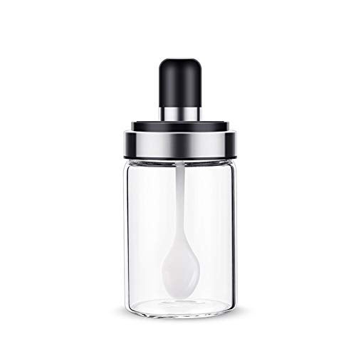Vihax Kitchen High Borosilicate Glass Spice Jars/Seasonning Box Jar Condiment Jar/Combination Spoon and Lid Design/Premium Commercial Grade/Empty Jars With Airtight Ca (1, Masala Spoon) - Image 1