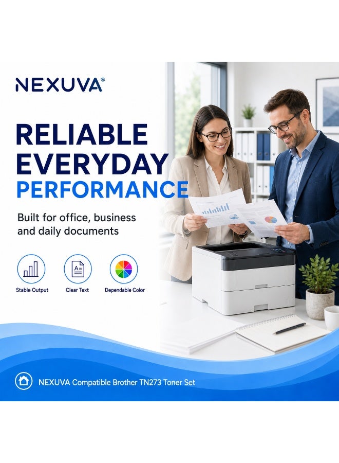 NEXUVA TN273 Compatible Toner Cartridge Set for Brother HL-L3210CW, HL-L3230CDW, HL-L3270CDW, HL-L3290CDW, DCP-L3510CDW, DCP-L3551CDW, MFC-L3710CW, MFC-L3750CDW and MFC-L3770CDW – 4-Pack - Image 2