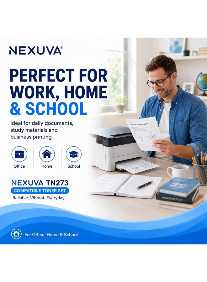 NEXUVA TN273 Compatible Toner Cartridge Set for Brother HL-L3210CW, HL-L3230CDW, HL-L3270CDW, HL-L3290CDW, DCP-L3510CDW, DCP-L3551CDW, MFC-L3710CW, MFC-L3750CDW and MFC-L3770CDW – 4-Pack - Image 4