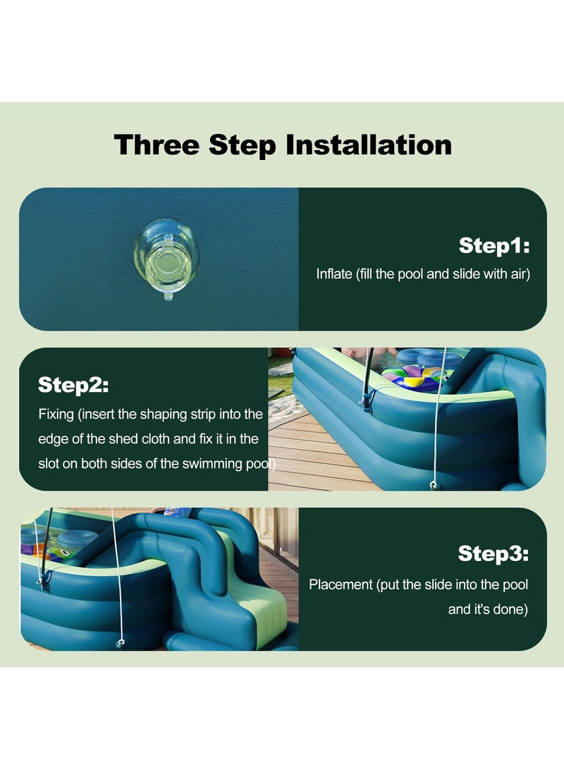 Joshberg Inflatable Swimming Pool with Water Slide Inflatable Slide Water Pool with Awning Inflatable Mega Bouncy Castle Water Park - Image 5