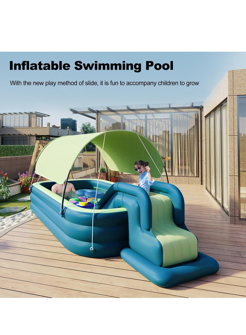 Joshberg Inflatable Swimming Pool with Water Slide Inflatable Slide Water Pool with Awning Inflatable Mega Bouncy Castle Water Park - Image 2