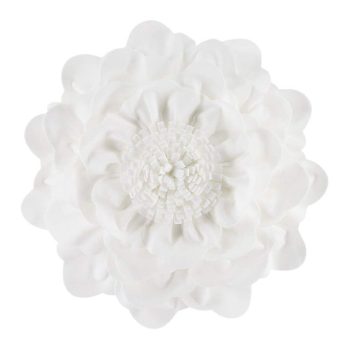 3D FLOWER THROW PILLOW COVER DECORATIVE VELVET PILLOW CASE ROUND CUSHION HANDMADE FLORAL PILLOWCASE FOR CAR BED COUCH LIVING ROOM 14X14 INCHES CREAMY WHITE