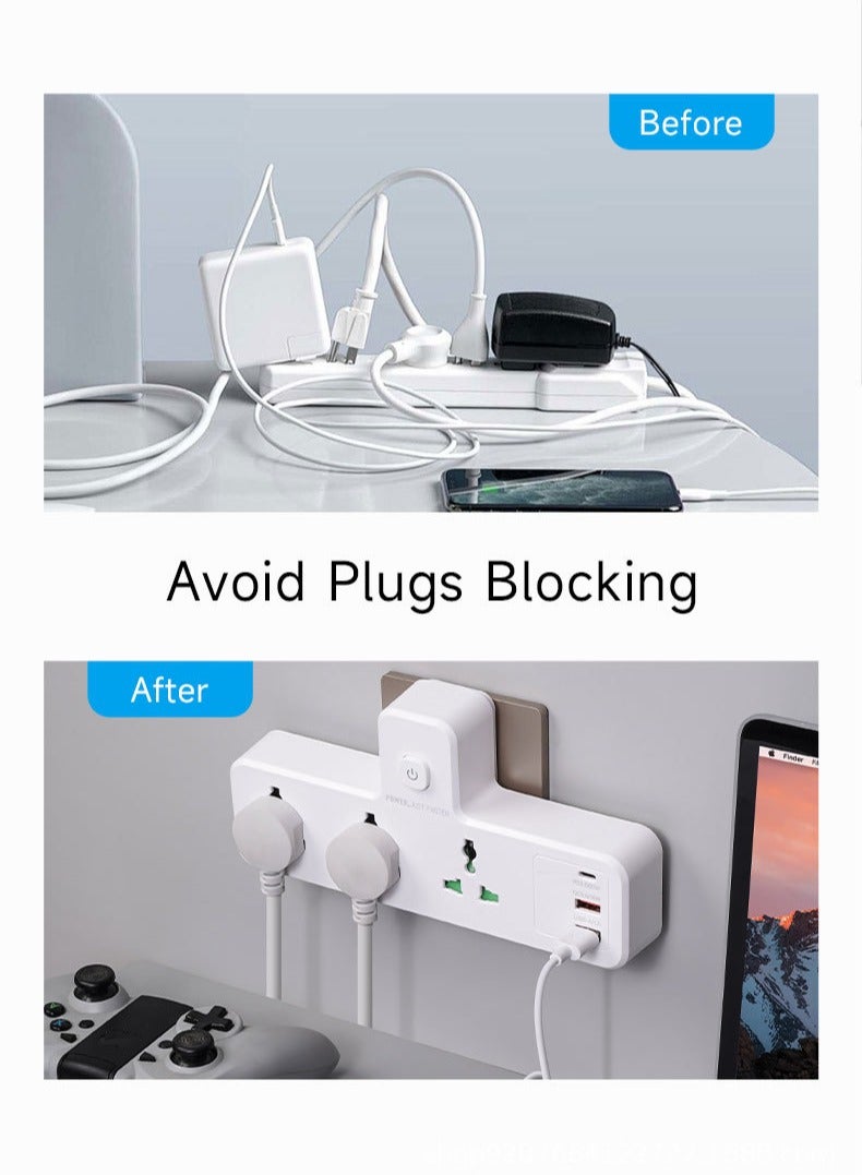 Multi Plug Sockets Adapter Universal Power Extension with USB PD Type-C and Light, 3 Electrical Connection Electrical Outlet Extender, Wall Sockets Row Plug Power  Adapter 3 Sockets USB PD, Multi-so - Image 4