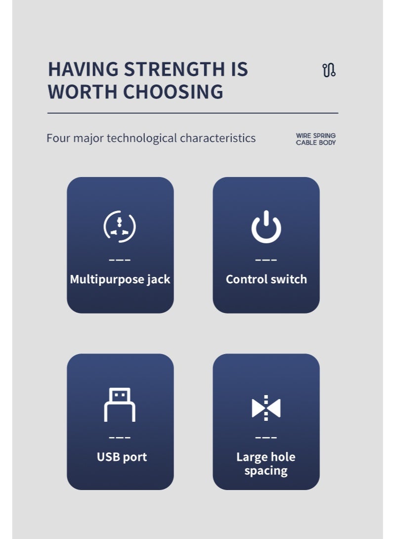 Multi Plug Sockets Adapter Universal Power Extension with USB PD Type-C and Light, 3 Electrical Connection Electrical Outlet Extender, Wall Sockets Row Plug Power  Adapter 3 Sockets USB PD, Multi-so - Image 3