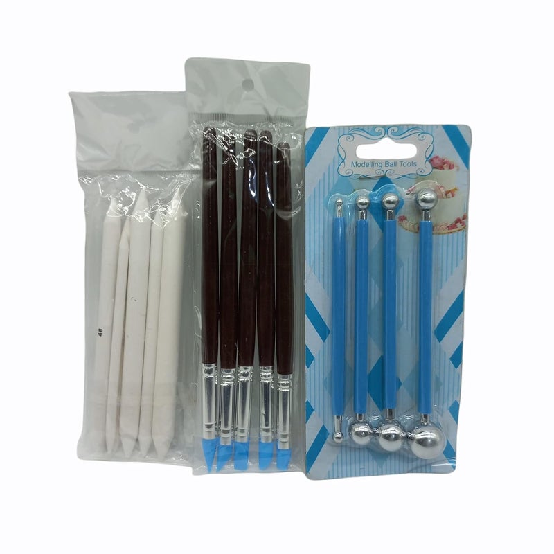GRIZZLY Grizzly 6pcs Paper Double Ended Stumps 5pcs Durable Wood Pen with Rubber tip 4pcs Stainless Steel Ball Tools for Art Craft Set of 3  - Image 1