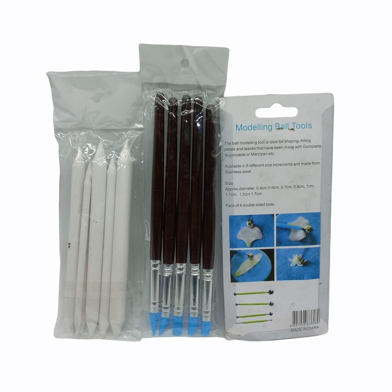 GRIZZLY Grizzly 6pcs Paper Double Ended Stumps 5pcs Durable Wood Pen with Rubber tip 4pcs Stainless Steel Ball Tools for Art Craft Set of 3  - Image 2