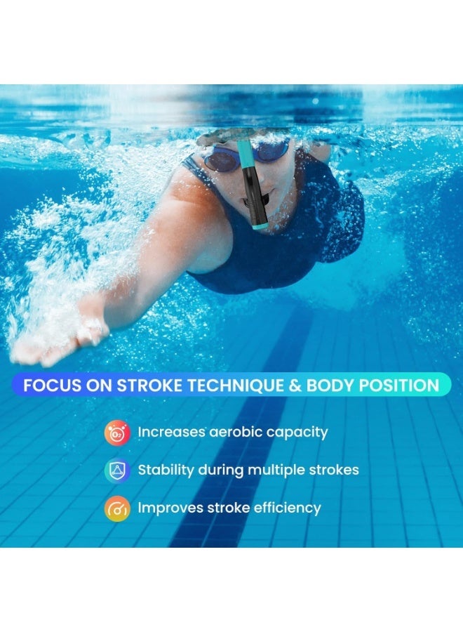Swimmer's Snorkel for Lap Swimming, Adult Snorkeling Gear Swim Training, Center-Mount Silicone Mouthpiece One-Way Purge Valve in Pool and Open Water - Image 5