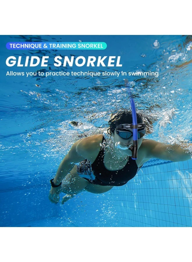 Swimmer's Snorkel for Lap Swimming, Adult Snorkeling Gear Swim Training, Center-Mount Silicone Mouthpiece One-Way Purge Valve in Pool and Open Water - Image 1