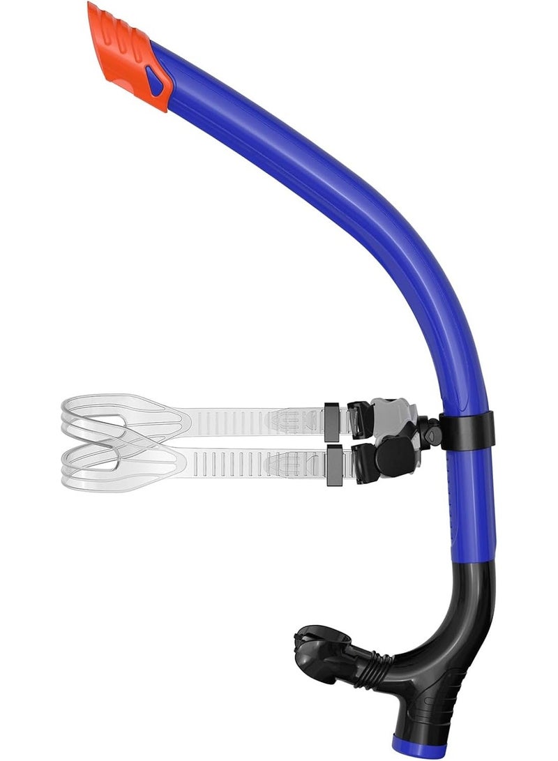 Swimmer's Snorkel for Lap Swimming, Adult Snorkeling Gear Swim Training, Center-Mount Silicone Mouthpiece One-Way Purge Valve in Pool and Open Water - Image 2