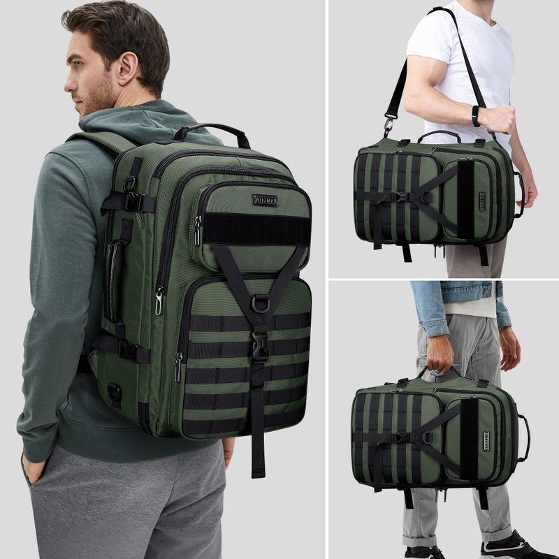 WITZMAN Carry On Travel Backpack for Men Large Convertible 45L Fit 17 Inch Laptop Backpack 3 in 1 Bag for Airline Approved(B688 Light Green) - Image 2