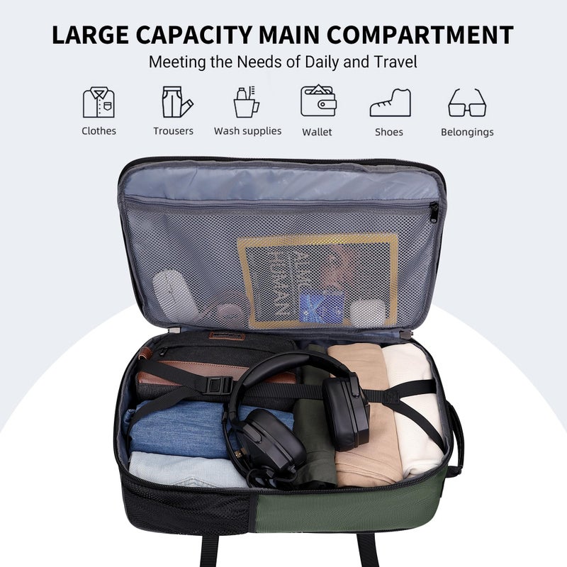 WITZMAN Carry On Travel Backpack for Men Large Convertible 45L Fit 17 Inch Laptop Backpack 3 in 1 Bag for Airline Approved(B688 Light Green) - Image 3