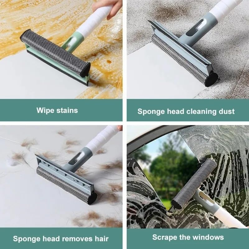 GION MultiFunctional Window Glass Cleaning Tool Disassemble Rod Window Cleaner Scraper Sponge Squeegee Wiper with Water Spray Bottle 1Pcs - Image 2