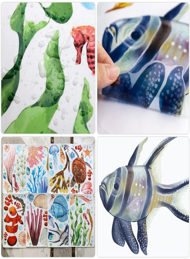 LiveGallery 3D Ocean Wall Stickers Under The Sea Wall Decals Sea Life Turtles Clown Fish Corals Seaweed Jellyfish Starfish Shells Removable Wall Sticker for Kids Baby Girls Bedroom Living Room Bathroom Office - Image 5