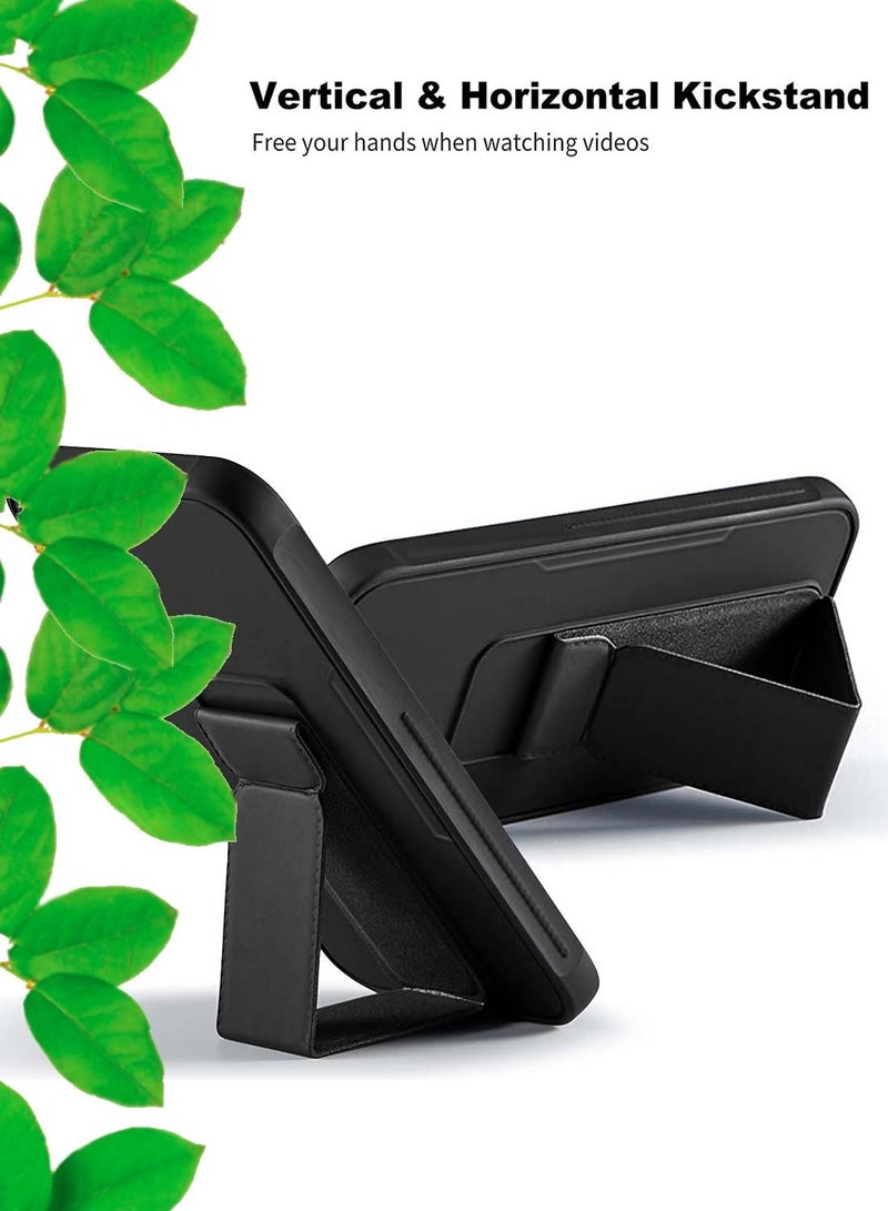 Wtech Honor 200 5G 2024 Hand Grip Foldable Magnetic Kickstand Wrist Strap Finger Grip With Built-In Iron Modern Camera Lips Case Cover - Black - Image 4