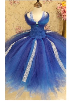 Daddy's Angel Princess Gown Birthday Dress For Baby Girls Royal Blue Tulle Tutu  - Image 3