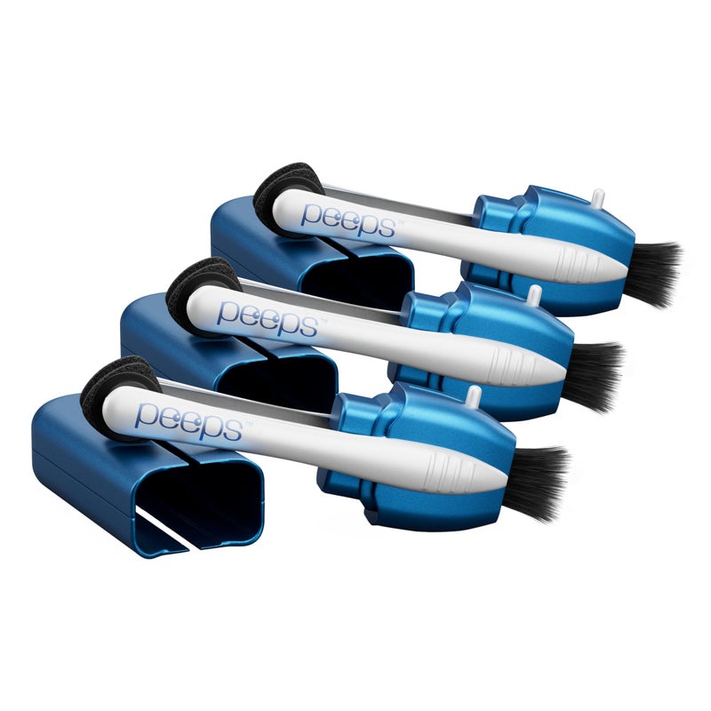 Peeps Glasses Cleaner - for Eyeglasses  Reading Glasses  and More - Lens Cleaner with Carbon Microfiber Tech - Soft Touch Blue - 3 Count (Pack of 1) - Image 1