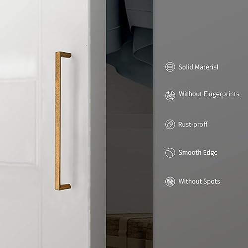 KNOKLOCK 10 Pack 8-13/16 Inch(224mm) Kitchen Cabinet Handles Antique Brass Cabinet Pulls Kitchen Cabinet Hardware Drawer Pulls for Dresser Cupboard Wardrobe - Image 3
