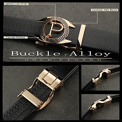 ZORO mens belt, PU leather belt for men, alphabet letter A B G N M R S T V (Black 84-P) - Image 2