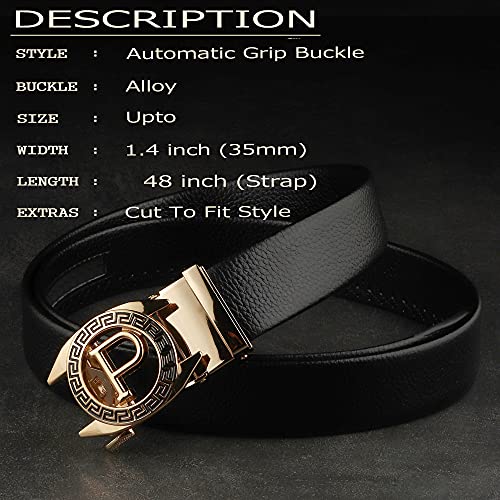 ZORO mens belt, PU leather belt for men, alphabet letter A B G N M R S T V (Black 84-P) - Image 3