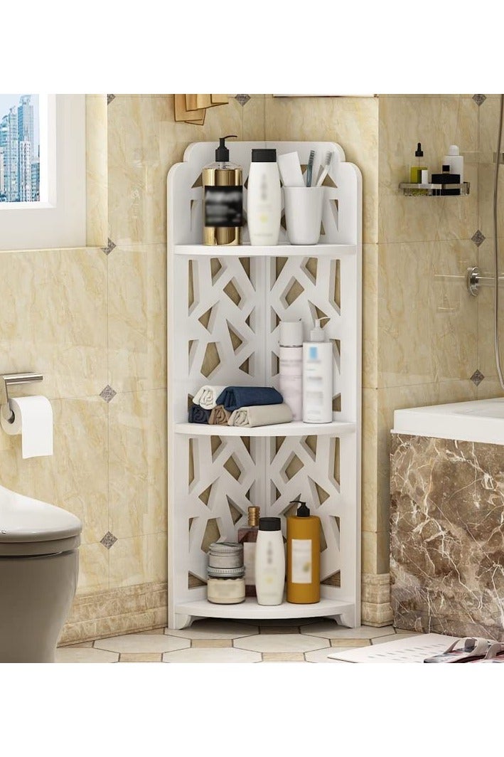 لينجوي حامل زاوية للحمام، منظم تخزين، رف زاوية للحمام، أبيض - Image 1