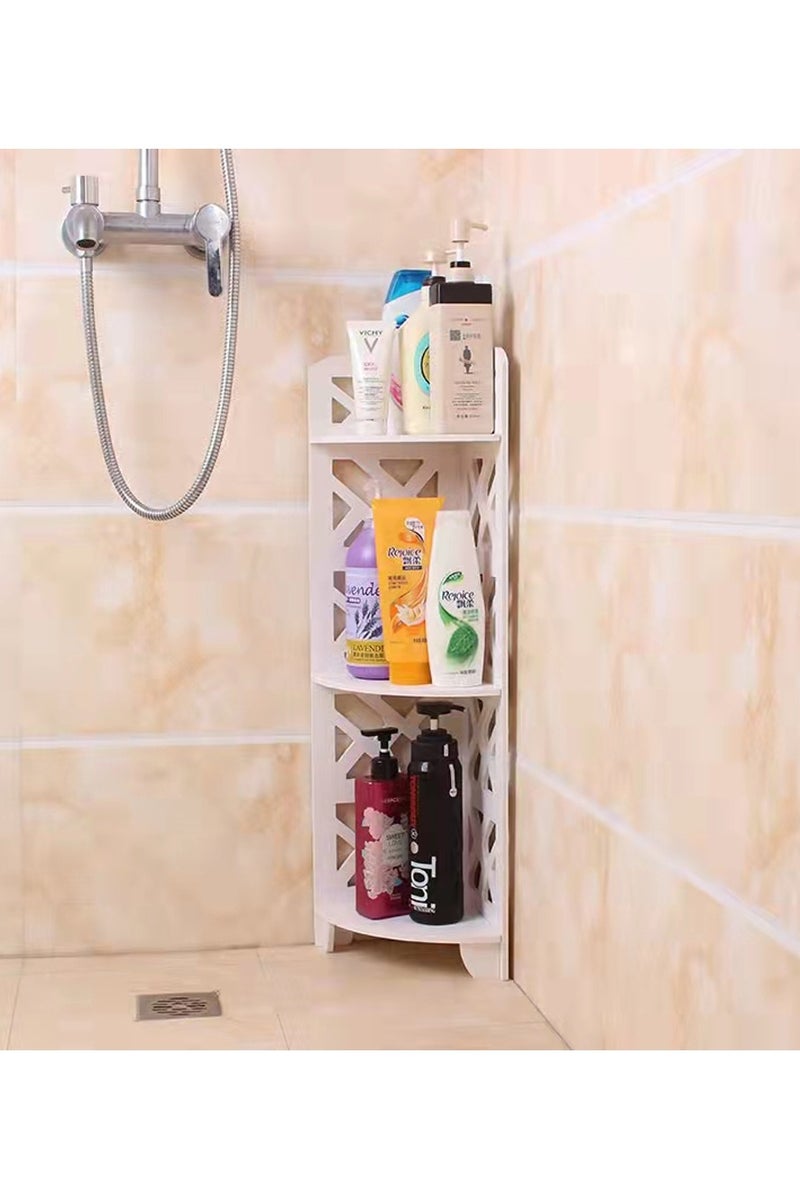 لينجوي حامل زاوية للحمام، منظم تخزين، رف زاوية للحمام، أبيض - Image 2