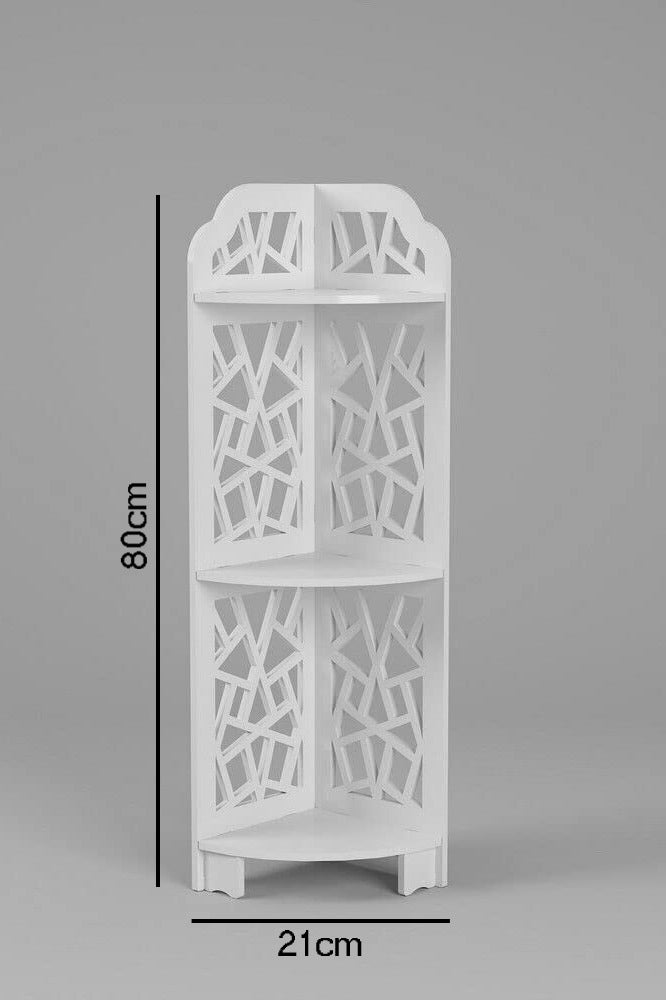 لينجوي حامل زاوية للحمام، منظم تخزين، رف زاوية للحمام، أبيض - Image 4