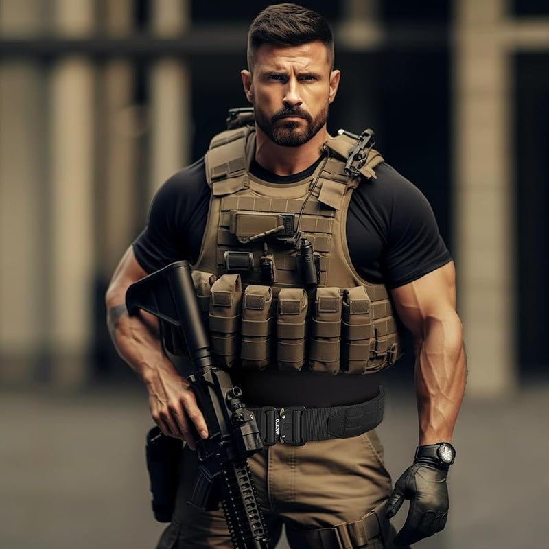 MOZETO Molle Battle Belt, 2 Battle Belts Tactical War Combat Quick Release Law Enforcement Duty Belts for Men - Image 5