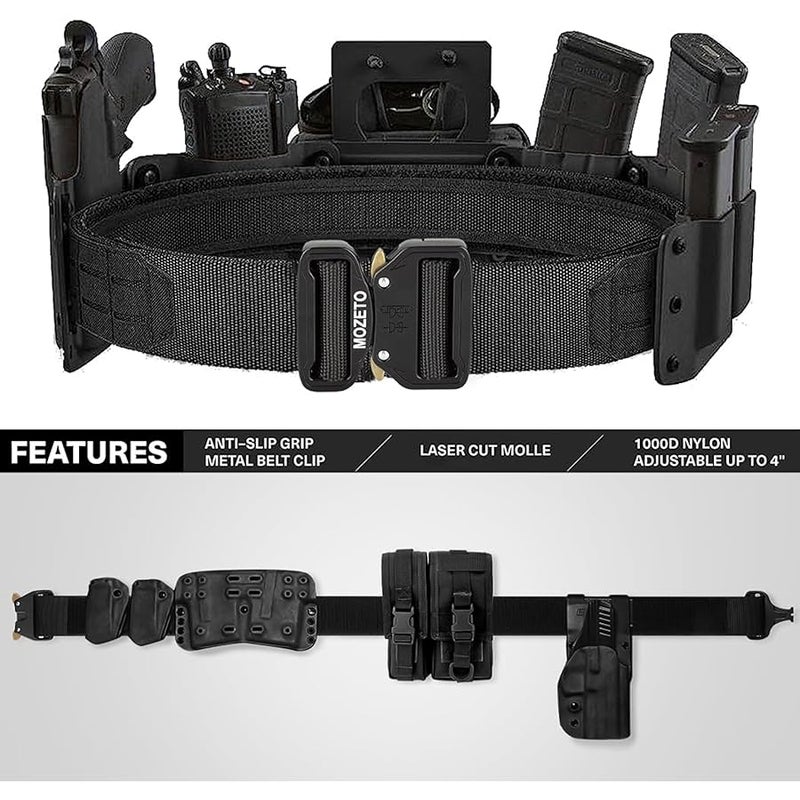 MOZETO Molle Battle Belt, 2 Battle Belts Tactical War Combat Quick Release Law Enforcement Duty Belts for Men - Image 2