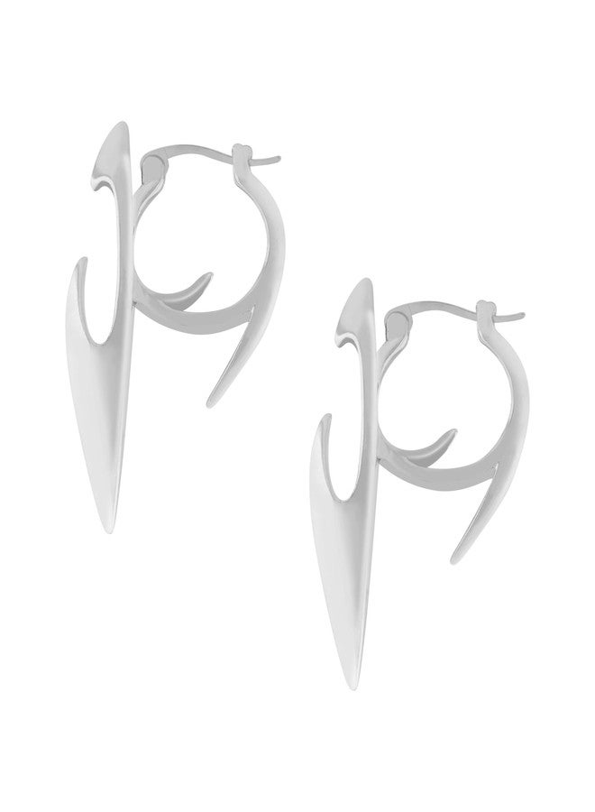 Sacina Silver-tone Dagger Spike Hoop Earrings, Gothic Emo Punk Grunge Y2k Aesthetic Earrings, Goth Jewelry, Christmas Jewelry Gift for Women - Image 1