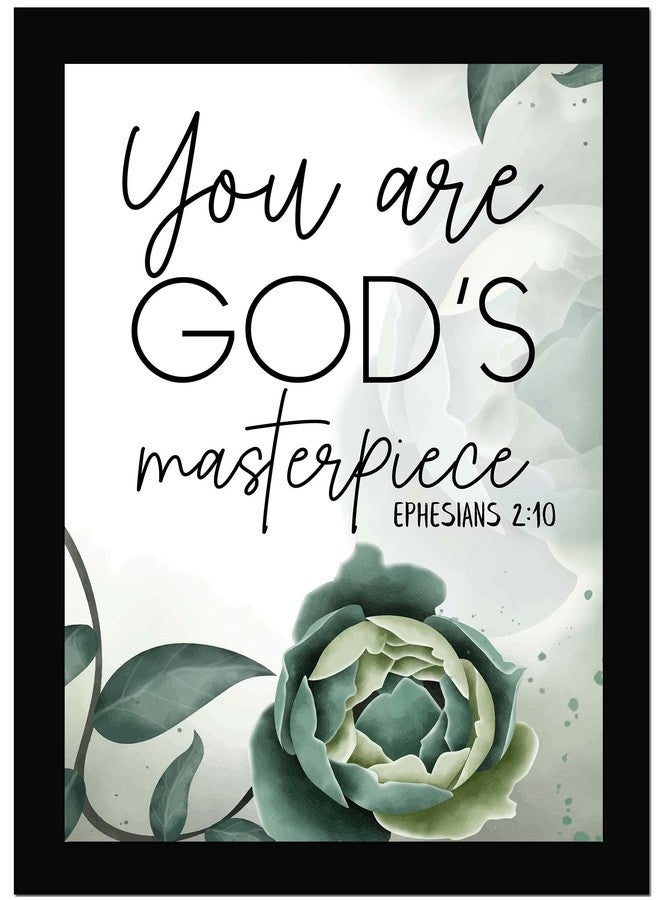 AR Creative You Are God's Masterpiece - Bible Verse Wall Photo Framed Wall Poster, Bible Quotes Print with Frame, Home, Office Decor, Bible Quotes Poster (13.6 inch x 10.2 inch) - Image 1
