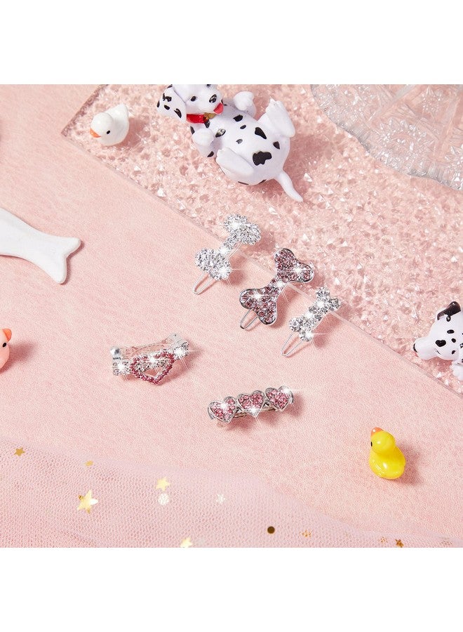 Reginary 9 Pieces Dog Tiara Crown Hair Clips Pet Crystal Rhinestone Barrette Clips for Dog Puppy Ear Clear Doggie Crown Pet Grooming Hair Accessories for Pet Girl, 9 Styles(Vivid Style) - Image 5