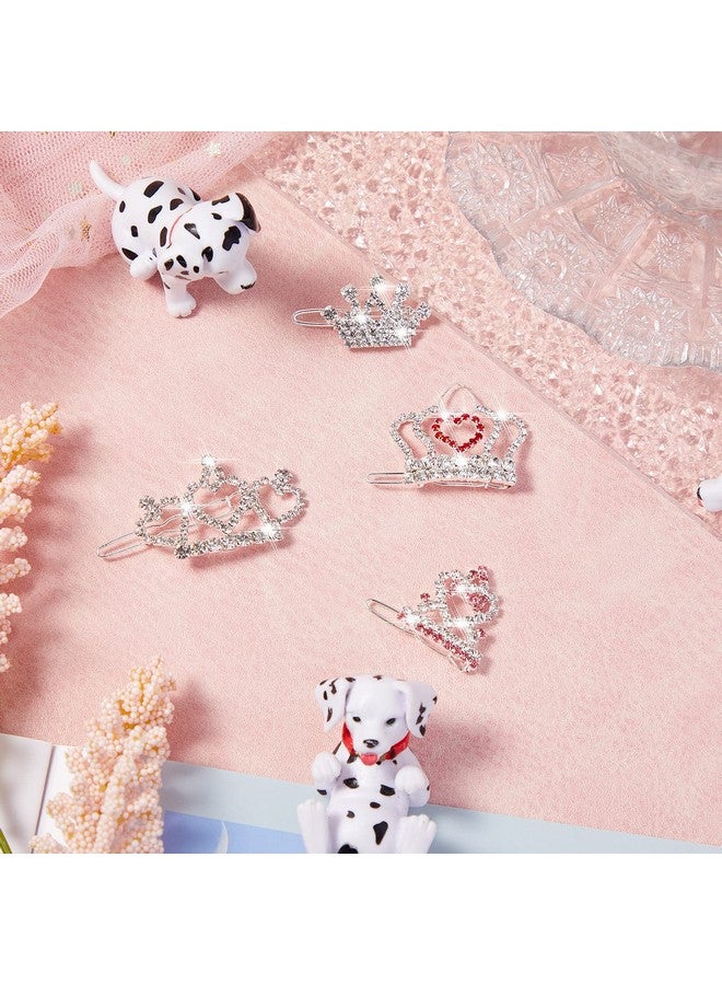 Reginary 9 Pieces Dog Tiara Crown Hair Clips Pet Crystal Rhinestone Barrette Clips for Dog Puppy Ear Clear Doggie Crown Pet Grooming Hair Accessories for Pet Girl, 9 Styles(Vivid Style) - Image 4