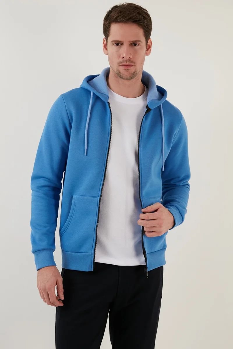 Buratti Slim Fit Hooded Zippered Soft Lined Winter Sweat Men's Sweat 5905340