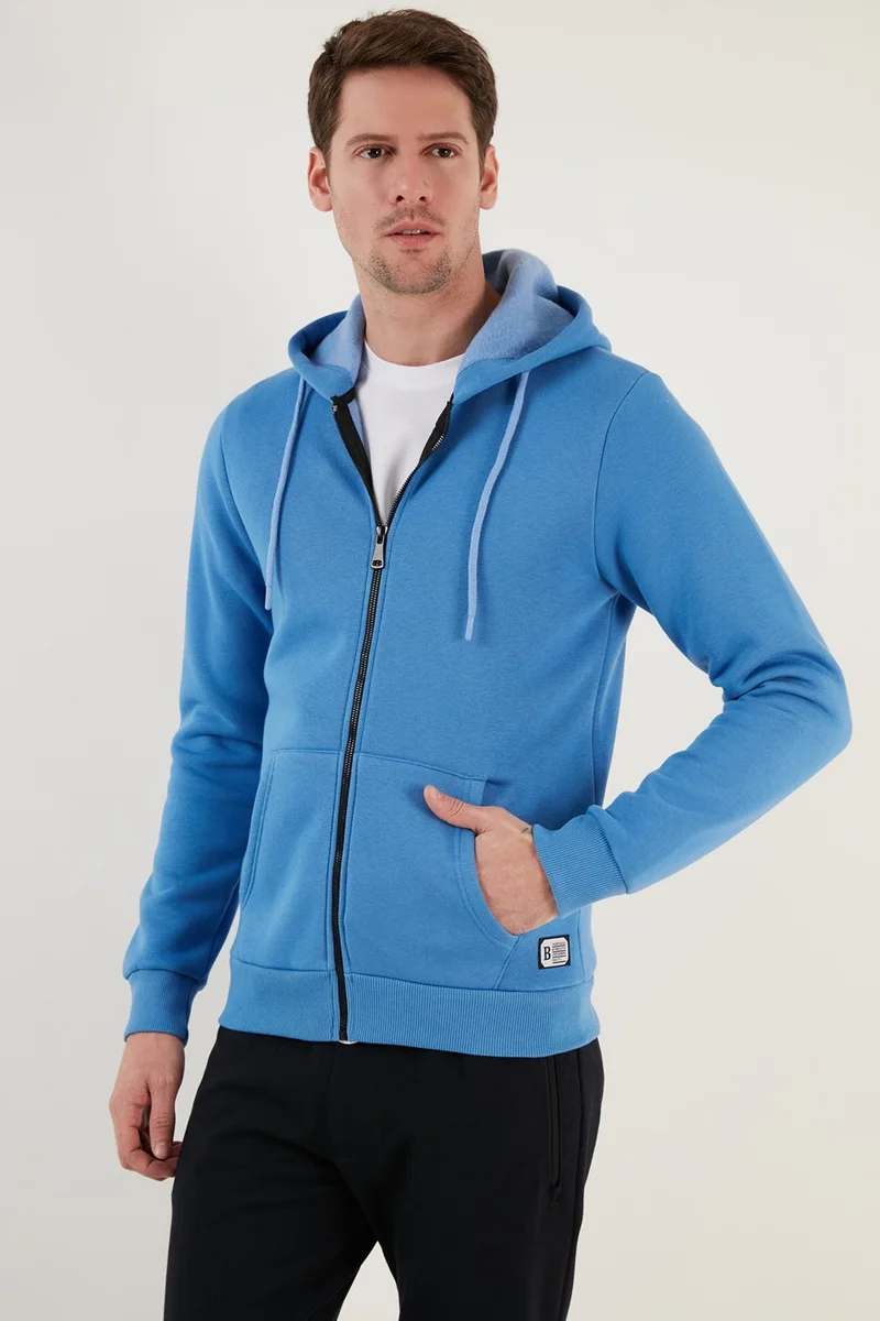 Buratti Slim Fit Hooded Zippered Soft Lined Winter Sweat Men's Sweat 5905340
