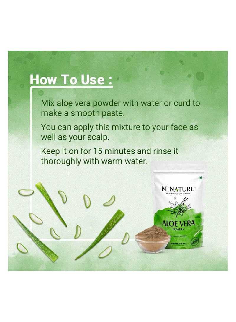 minature 100% Organic Aloe Vera Powder USDA CERTIFIED by mi nature - 8 OZ / 227 g / 1/2 lb | Aloe Barbadensis | Vegan | Non GMO - Image 3