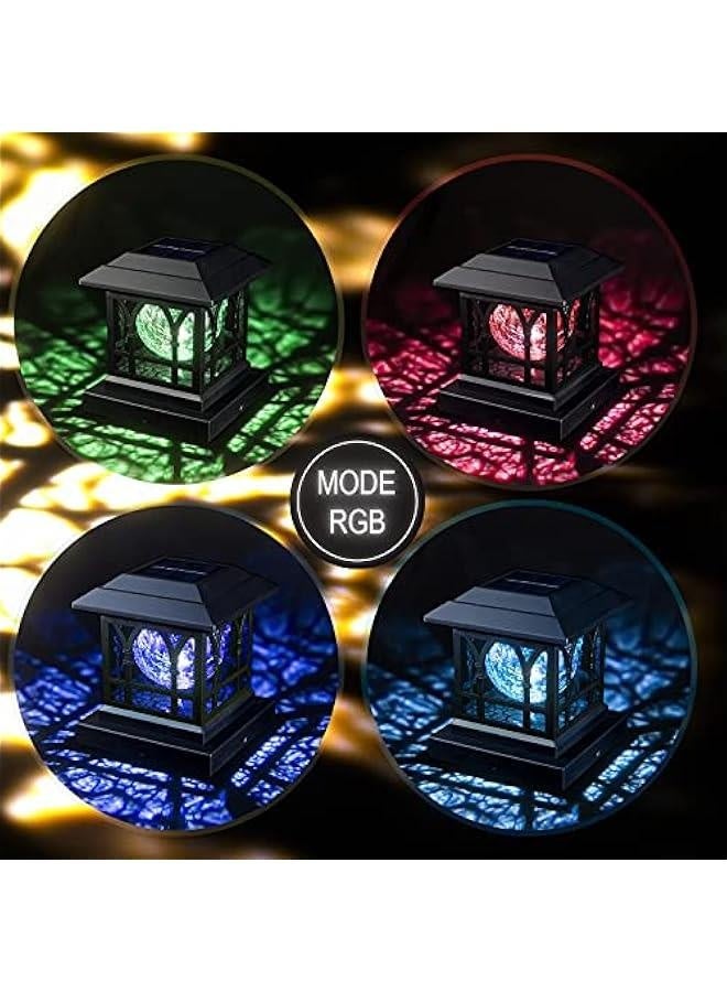 Generic Solar Post Cap Lights Outdoor Fits 3.5x3.5 4x4 4.5x4.5 5x5 Wooden Fence Deck Patio Garden, RGB & Warm White 2 Lighting Mode, 20 LM 1000mAh Battery IP65 Waterproof, ABS Shell Glass Lens, Black (2 Pac - Image 5