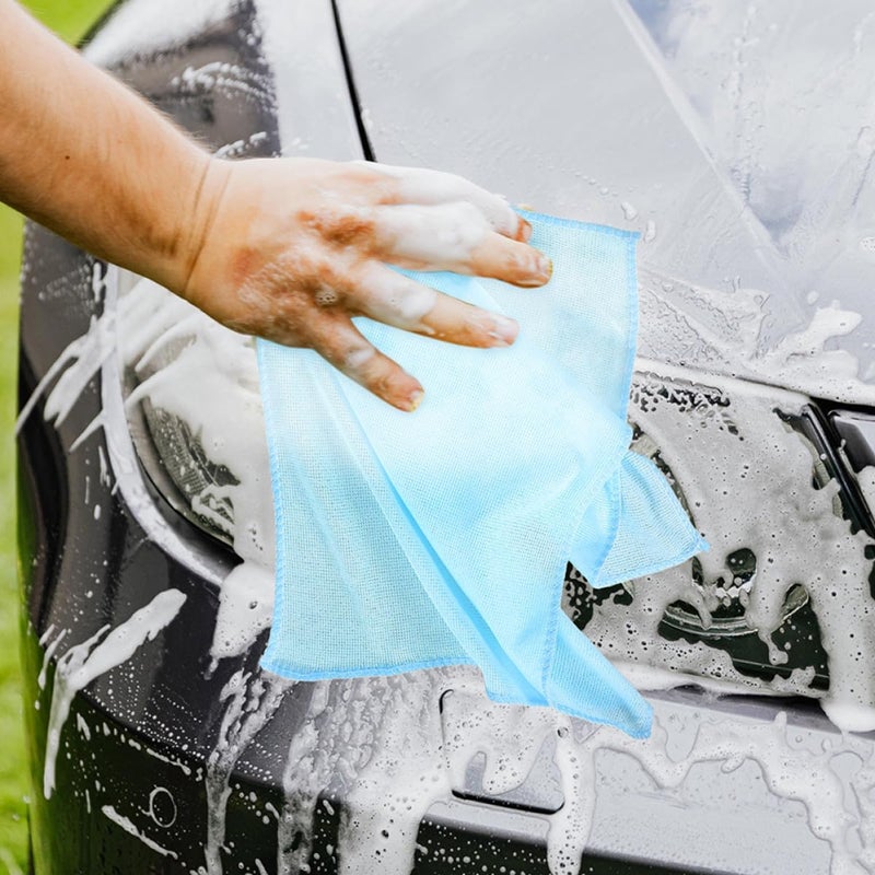Microfiber Car Drying Towels 6pcs, Soft Polishing Cloths for Car Detailing and Glass Cleaning, Light Blue Auto Cleaning Rags for Vehicle Care - Image 4
