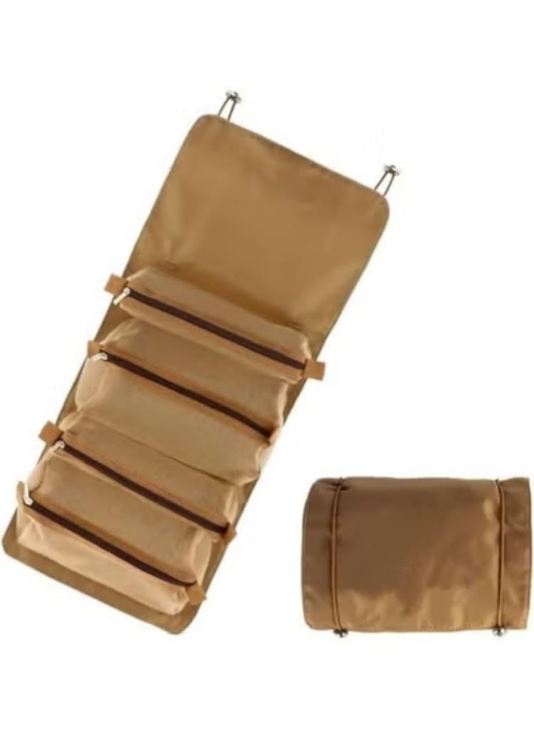 شنطة مكياج محمولة للسفر لتنظيم مستحضرات التجميل بشنط شبكية وحامل فرش للنساء والبنات -متعدد الالوان-333 - Image 1