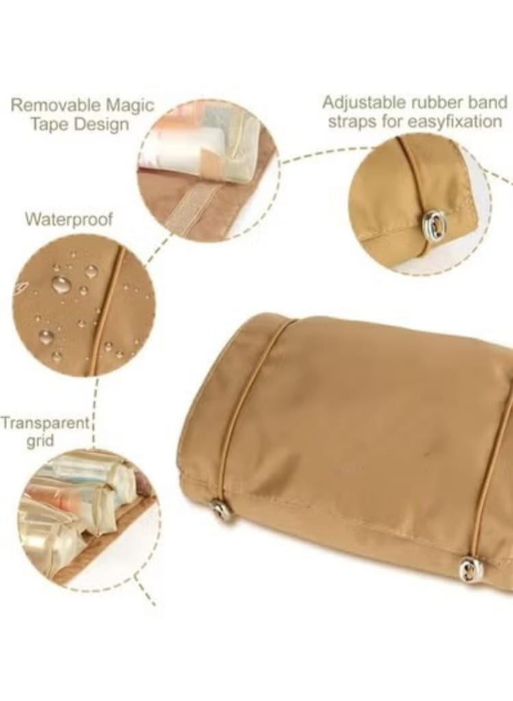 شنطة مكياج محمولة للسفر لتنظيم مستحضرات التجميل بشنط شبكية وحامل فرش للنساء والبنات -متعدد الالوان-333 - Image 3