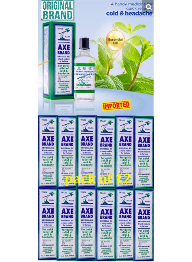 Axe Branded Original Fresh Universal Oil For Quick Relief of Cold and Headache 28 ml pack of 12 - Image 1