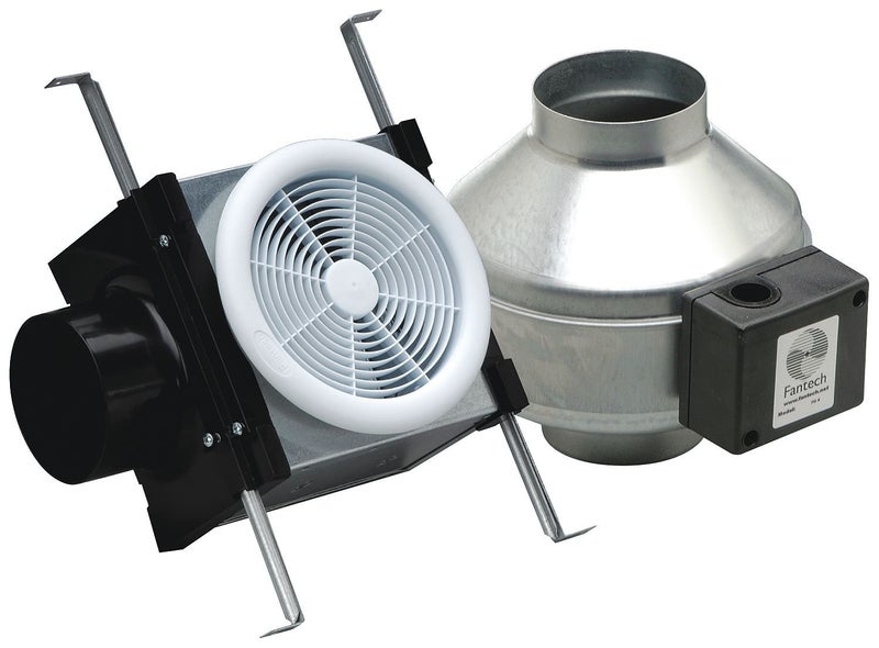 Fantech PB110 Inline Exhaust Bath Fan Kit, 110 CFM, Remote mount fan, for 4" duct - Image 1