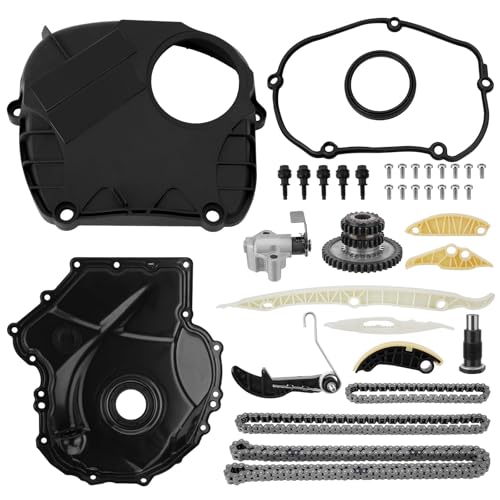 YEHERIT EA888 1.8L 2.0L Engine Timing Chain Kit with Cover Tensioner Guide Rail Compatible with Audi A3 A4 A5 S3 S4 S5 Q3 Q5 TT Volkswagen Jetta Golf Passat Tiguan CC Replace # 06K109158AD 06H109210AG - Image 1